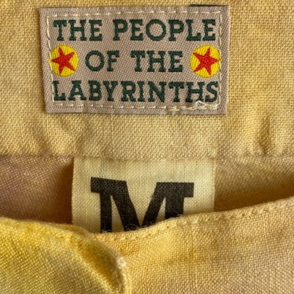 THE PEOPLE OF THE LABYRINTHS Low rise linen yellow and purple tiedye flared pant - Picture 3 of 6